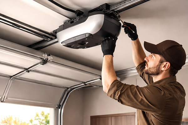 New custom garage door installed on modern coastal home